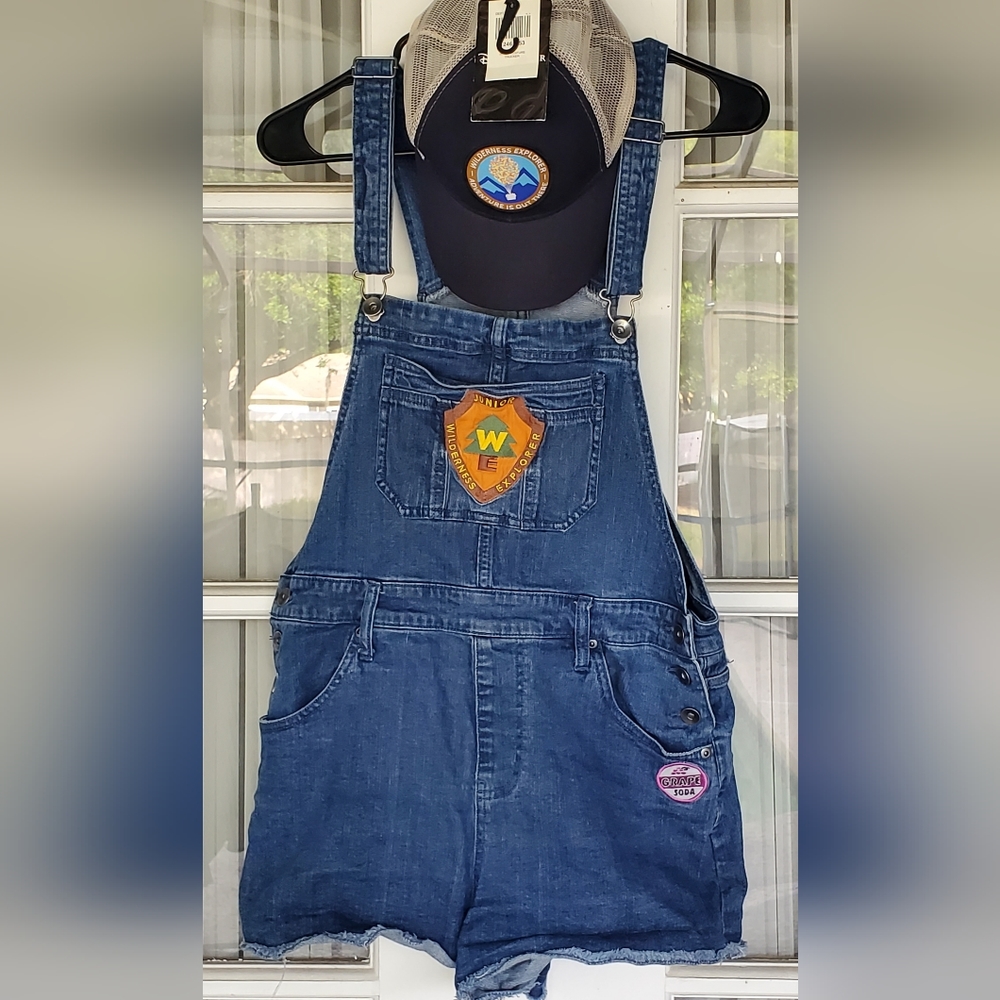 Disney Pixar Up Junior Wilderness Explorer Embroidered Shortalls, Up Trucker Hat